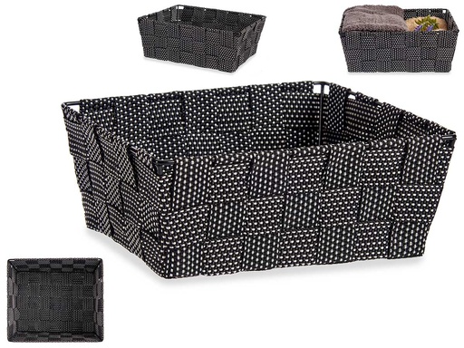 Cesta tela rectángulo sin asas en color negro, elegante y versátil