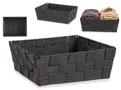 Cesta tela rectángulo sin asas negra, ideal para organizar tu hogar