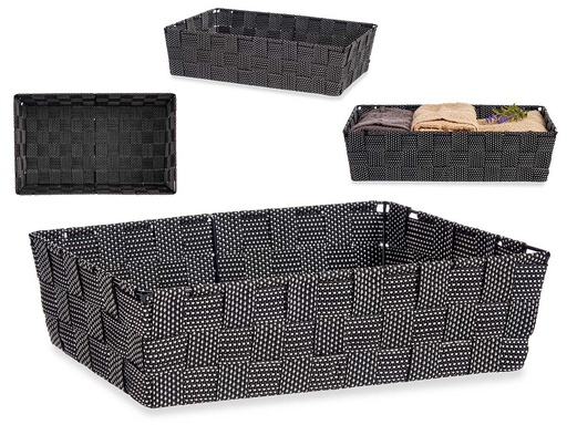 Cesta tela rectángulo sin asas negra, ideal para organizar y decorar