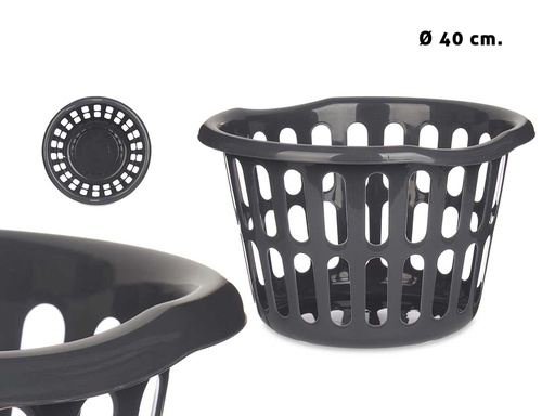 Cesto redondo calado antracita: elegancia y organización en 40cm
