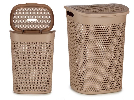 Cesto ropa c tapa 60L beige: ordena y organiza tu espacio fácilmente
