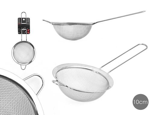 Colador de acero con soporte, perfecto para una cocina ordenada