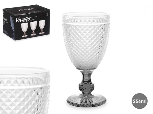 Copa Diamante para Agua en Antracita - Elegancia y Estilo 256 ml
