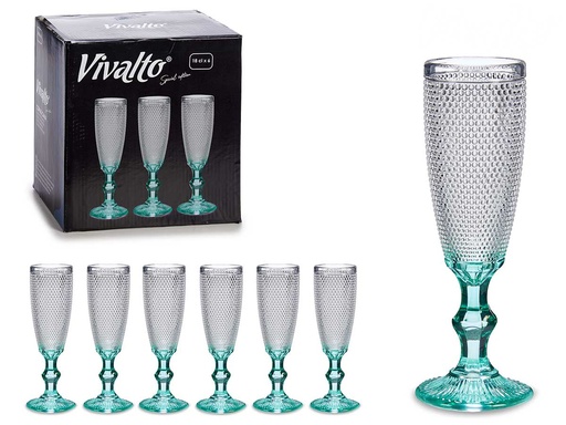Copa Puntos Cava Pie Turquesa 185ml - Elegancia para tus brindis
