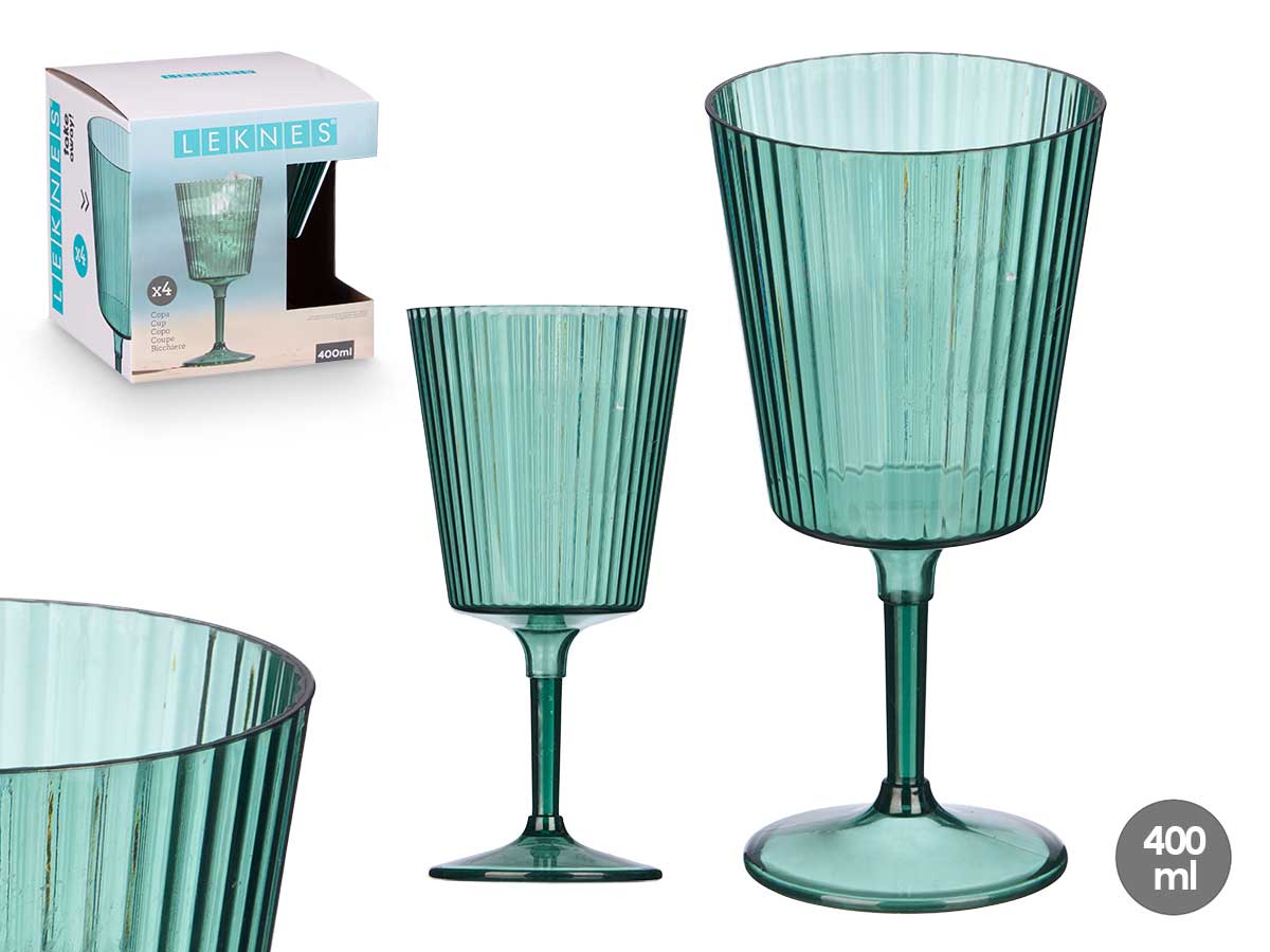 Copa Rayas Verde 400 ml: Estilo y frescura para tus bebidas