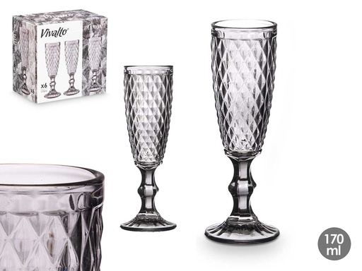 Copa cava diamante gris 170 ml: Elegancia y sofisticación en tu mesa