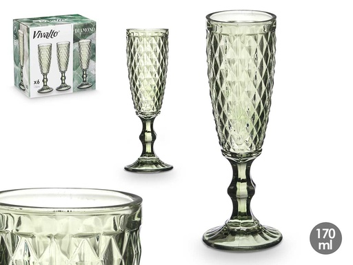 Copa cava diamante verde 170 ml: Elegancia y Brillo en Cada Sorbo