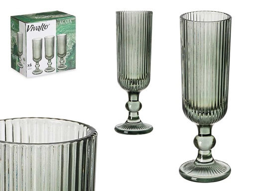 Copa cava verde musgo con rayas, ideal para celebrar con estilo