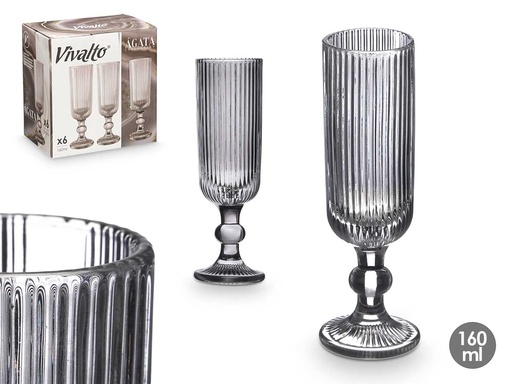 Copa de cava gris con rayas de 160 ml - Elegancia en tu brindis