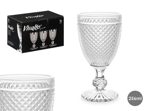 Copa diamante agua transparente 256 ml: Elegancia y estilo en tu mesa
