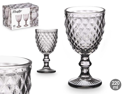 Copa diamante gris 220 ml: elegancia y sofisticación en tu mesa
