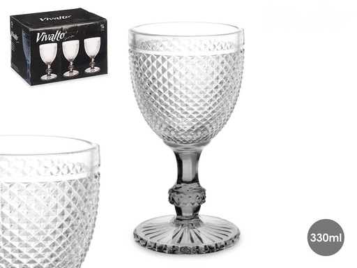 Copa diamante para vino 330 ml, elegante diseño en antracita