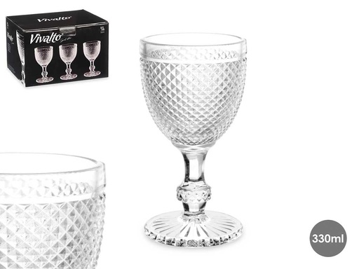 Copa diamante para vino transparente de 330 ml, elegancia y estilo