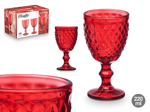 Copa diamante roja de 220 ml: Elegancia y estilo en tu mesa