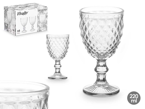 Copa diamante transparente 220 ml: elegancia y brillo en cada sorbo