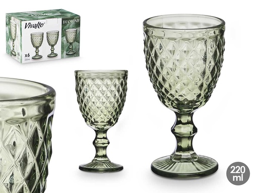 Copa diamante verde 220 ml: Elegancia y estilo para tus bebidas
