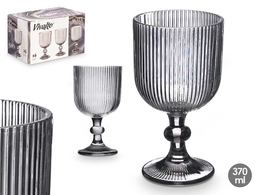 Copa gris con rayas de 370 ml: Elegancia y estilo en cada sorbo
