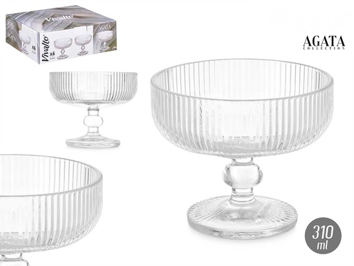 Copa helado transparente rayas, ideal para tus deliciosos postres