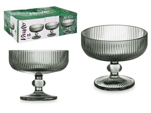 Copa helado verde musgo con rayas de 310ml, perfecta para tus postres
