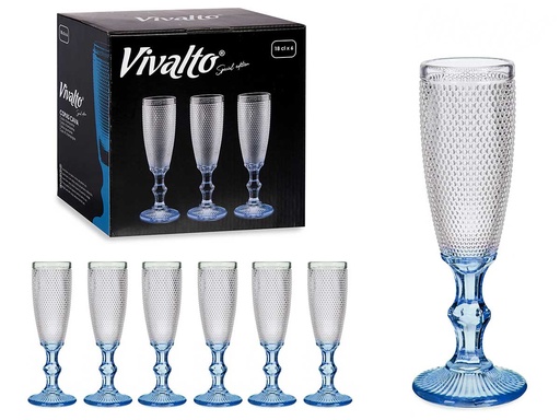 Copa puntos cava pie azul cobalto 180ml: Elegancia y estilo únicos