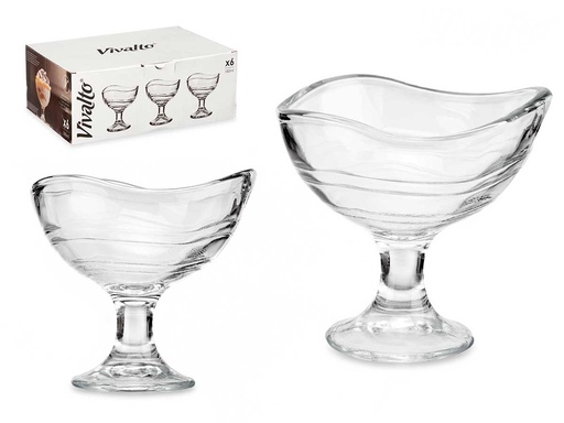 Copa vidrio helado con pie rayas 180ml: Elegancia para tus postres