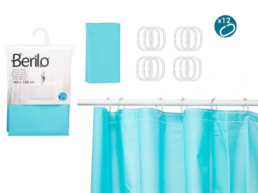 Cortina baño transparente azul que realza tu decoración 180x180cm