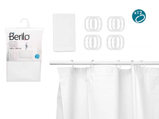 Cortina baño transparente blanca, perfecta para tu espacio 180x180cm