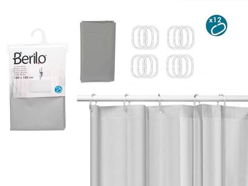 Cortina baño transparente gris, elegante y funcional para tu espacio