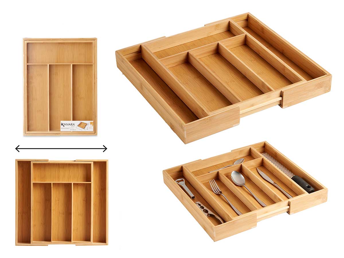 Cubertero bambú 6 huecos extensible: Organiza tu cocina con estilo