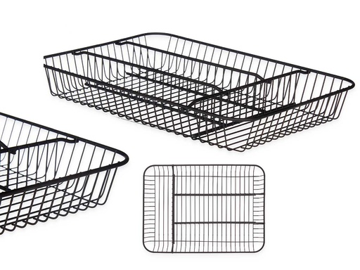 Cubertero metálico negro de 4 huecos para organizar tu cocina