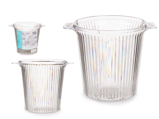 Cubitera Rayada Plástico Transparente: Ideal para Fiestas y Eventos