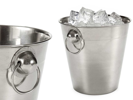 Cubitera acero pequeña lisa con asas, elegante y práctica para fiestas