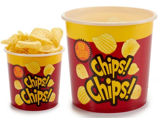 Cubo chips pequeño redondo: Perfecto para disfrutar tus snacks