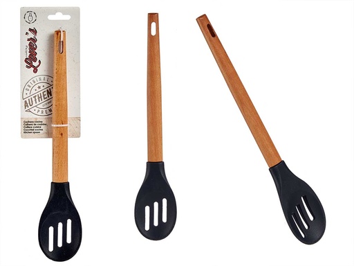 Cuchara de silicona con mango de madera de haya: resistente y elegante