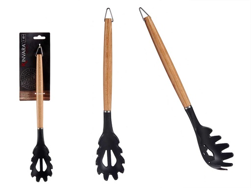 Cuchara espaguetis de nylon con mango de madera, ideal para tu cocina
