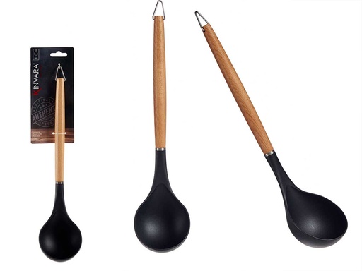 Cucharas de nylon con mango de madera de haya para cocina duraderas