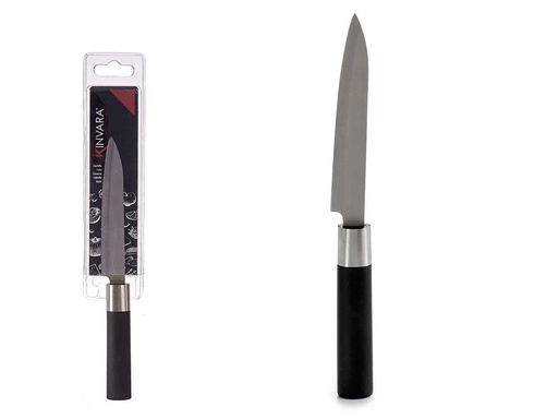 Cuchillo pequeño de acero con mango negro, ideal para cocina eficiente