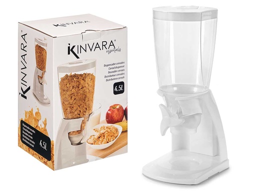Dispensador de cereales plástico blanco 4,5L, práctico y funcional