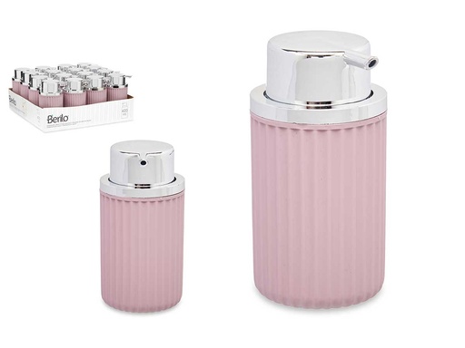 Dispensador de jabón plástico rosa 420ml, práctico y moderno