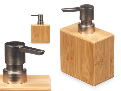 Dosificador bambú con tapón cromado cuadrado: estilo y elegancia
