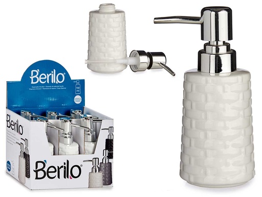 Dosificador jabón cerámica relieve blanco: elegancia y durabilidad