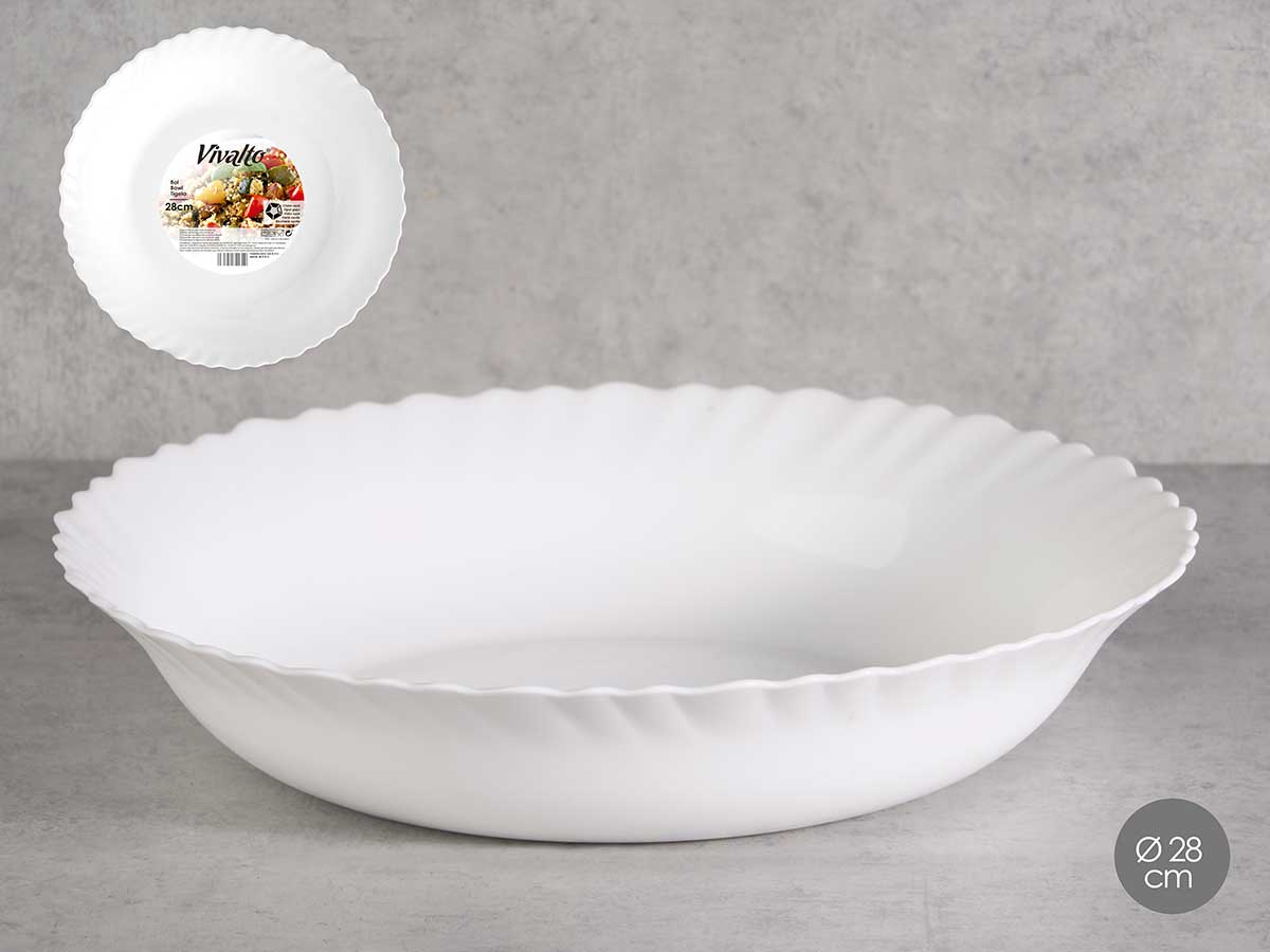 Ensaladera grande clásica opal de 28 cm, elegante y funcional