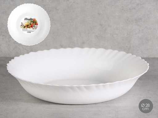 Ensaladera grande clásica opal de 28 cm, elegante y funcional