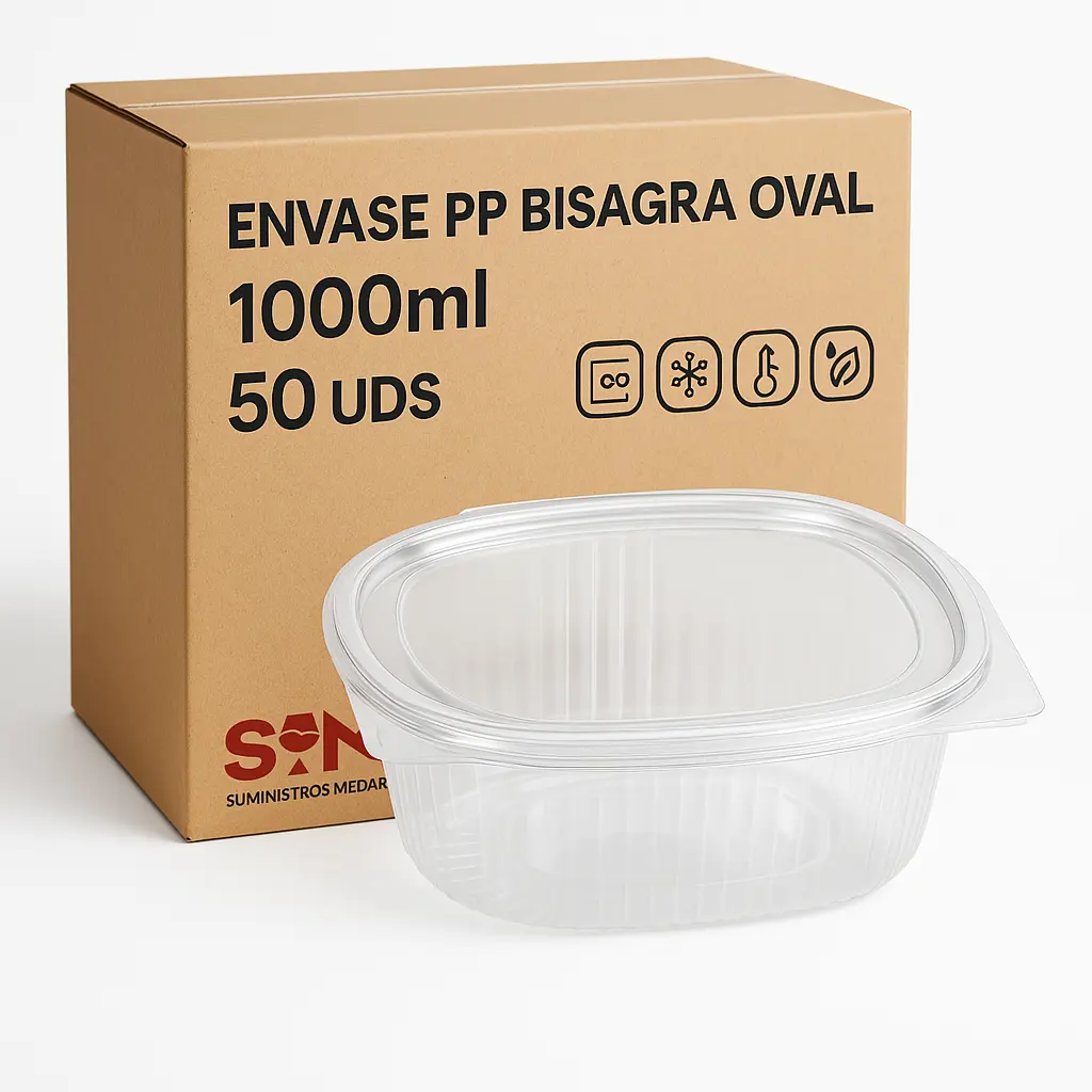 Envase PP Bisagra Oval 1000ml