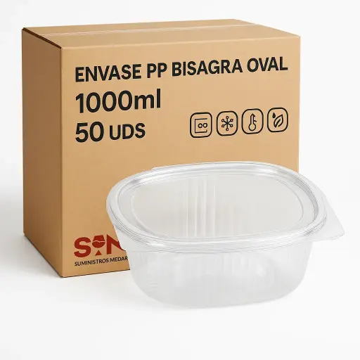 Envase PP Bisagra Oval 1000ml