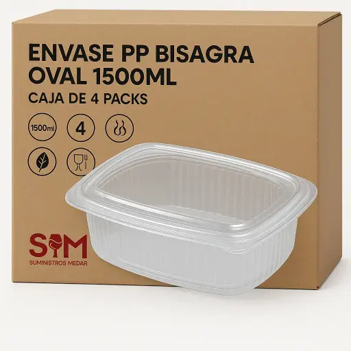 Envase PP Bisagra Oval 1500ml