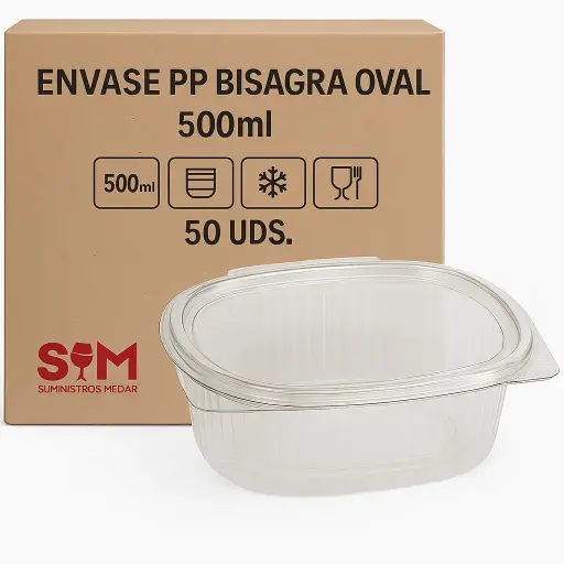 Envase PP Bisagra Oval 500ml