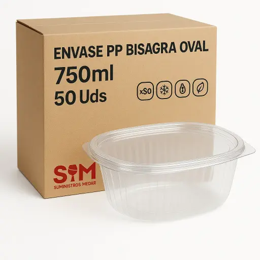 Envase PP Bisagra Oval 750ml