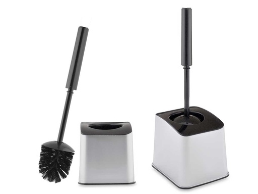 Escobillero Abierto de Plástico Plateado, Moderno y Elegante para Baño