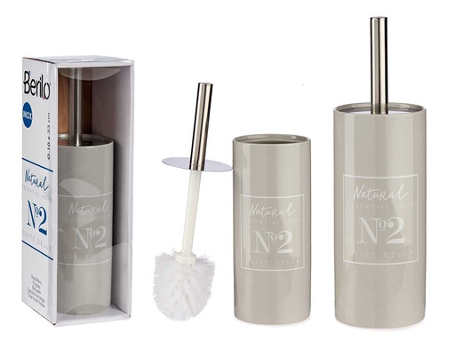 Escobillero cerámica natural gris: elegancia y funcionalidad